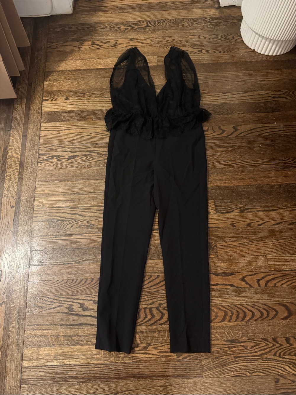 Zara Black Lace Deep V-Neck Jumpsuit